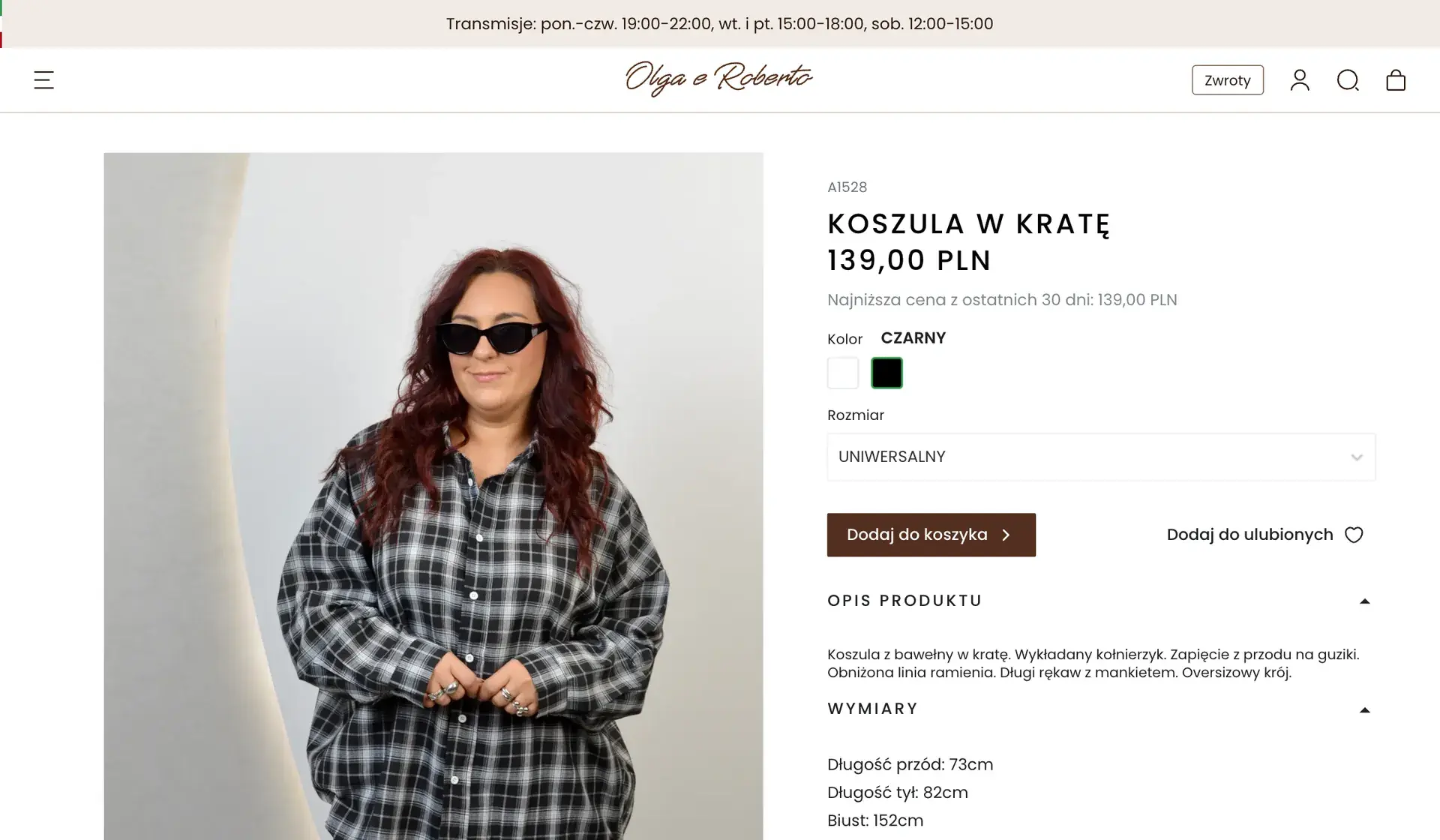 Karta produktu w sklepie Olga e Roberto w oknie przeglądarki