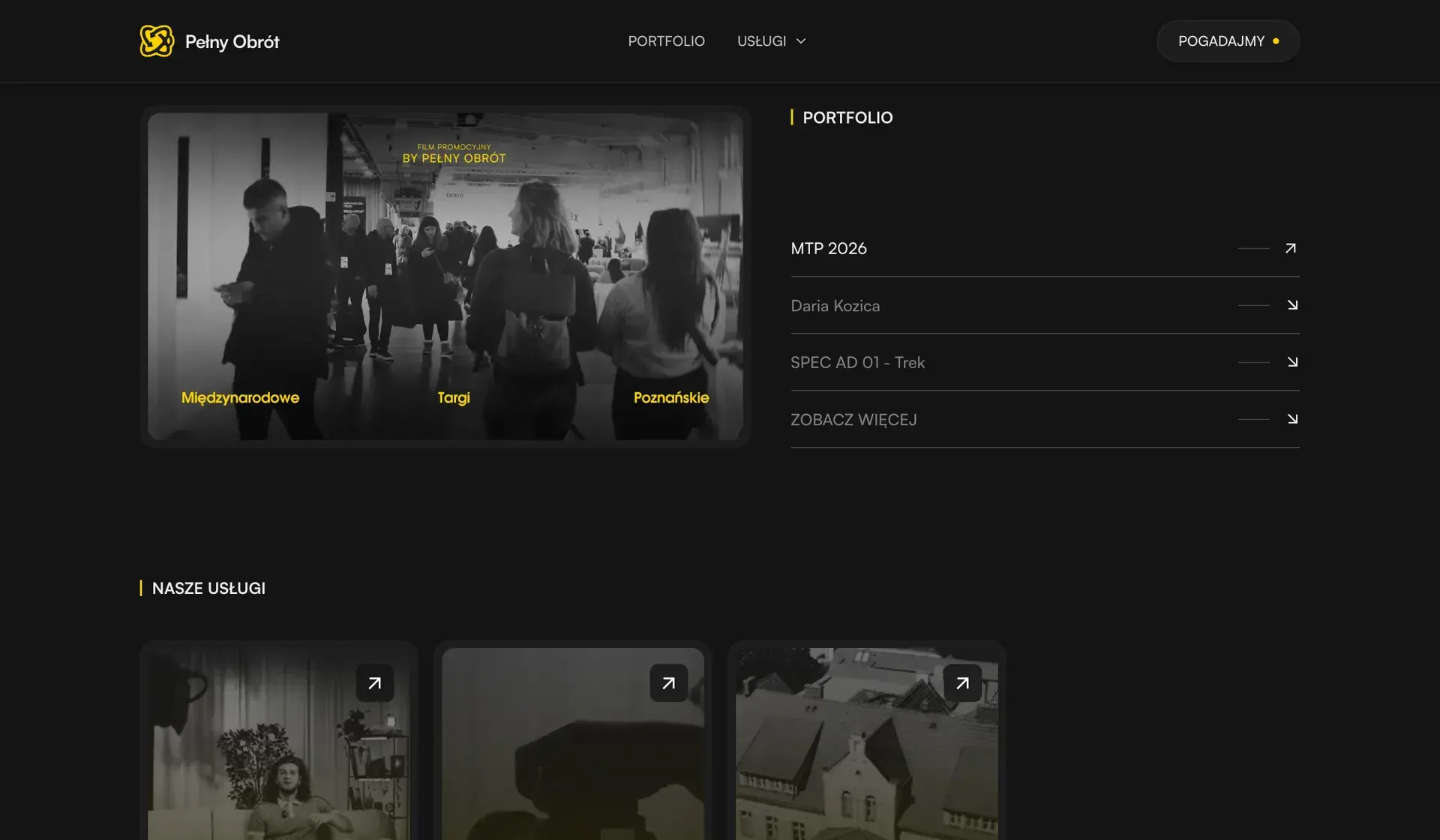 Portfolio section of pelnyobrot.pl in a browser window