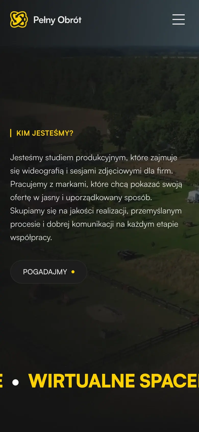 Pełny Obrót production studio website on a phone